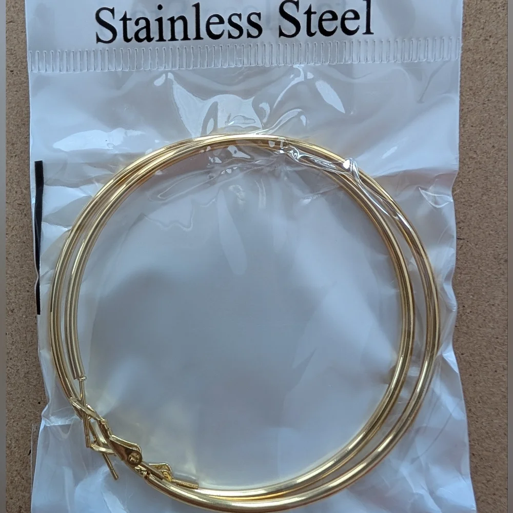 Gold Stainless Steel Hoop Earrings
